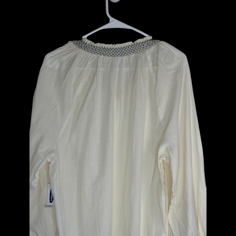 Old Navy Womens White Gauze Embroidered V Neck Long Sleeve Blouse Top Size L - Picture 8 of 12